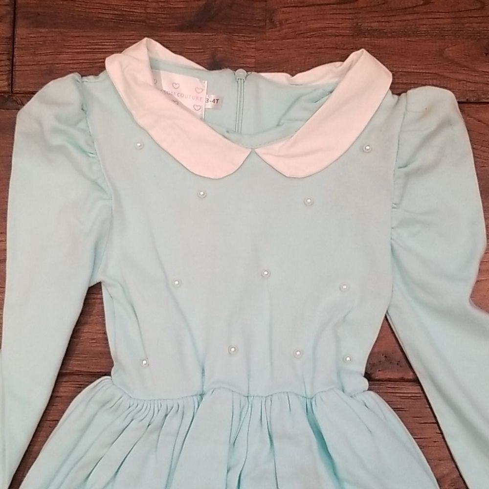Girls Blossom Couture Teal Dress Peter Pan